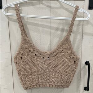 Express Beige Knit Crop Top